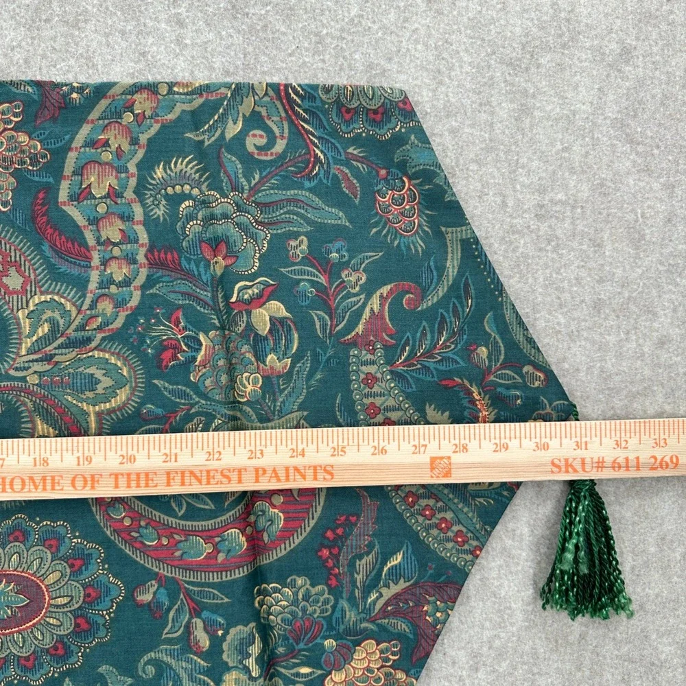 VTG Table Runner Set Home OS Teal Paisley Tassel Tapestry 2pc